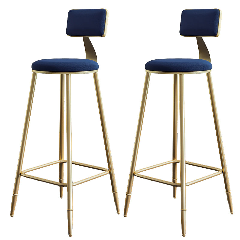 Nordic Armless Backrest Counter Stool Steel Cafe Bar Stool with Velvet Cushion and Pedal