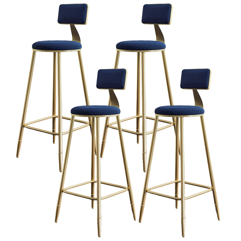 Nordic Armless Backrest Counter Stool Steel Cafe Bar Stool with Velvet Cushion and Pedal