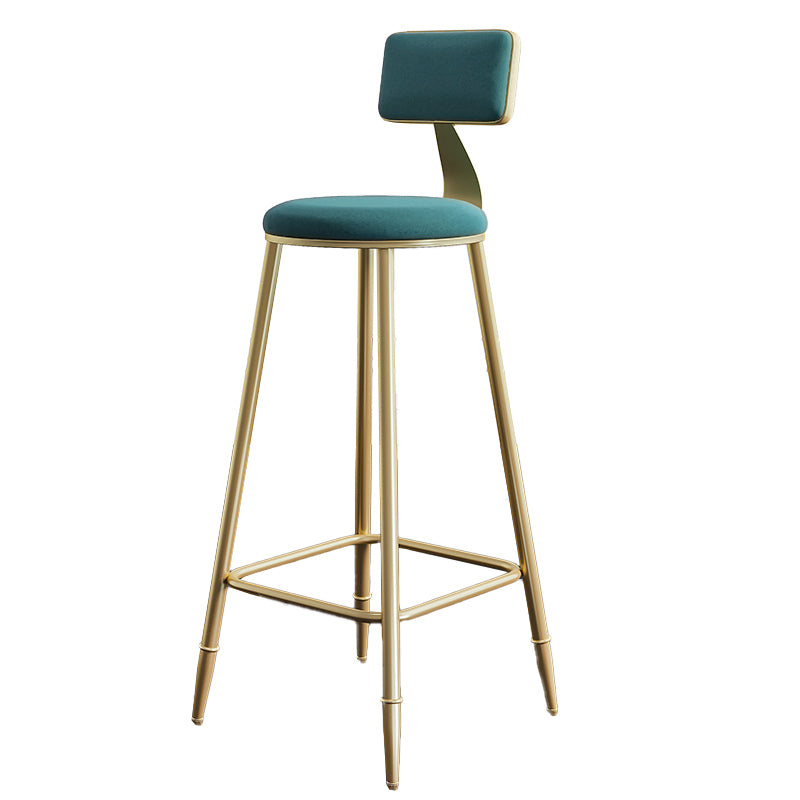 Nordic Armless Backrest Counter Stool Steel Cafe Bar Stool with Velvet Cushion and Pedal