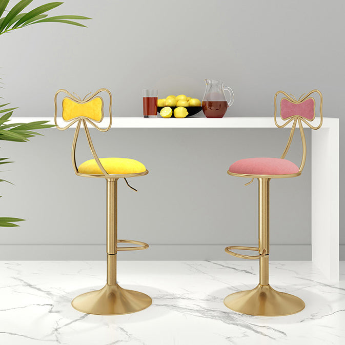 Glam Adjustable Swivel Barstool Matte Finish Velvet Home Stool