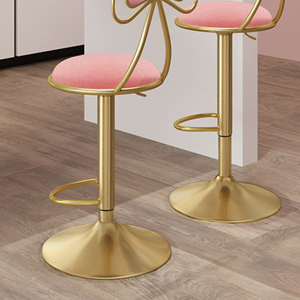 Glam Adjustable Swivel Barstool Matte Finish Velvet Home Stool