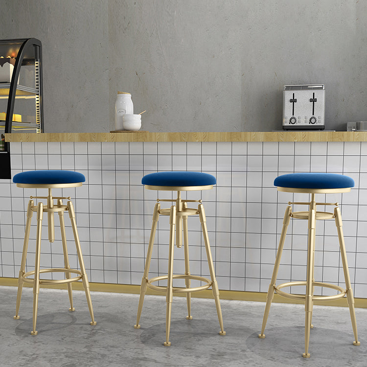 Glam Rotatable Liftable Counter Stool Iron Cashier Bar Stool with Cushion and Pedal