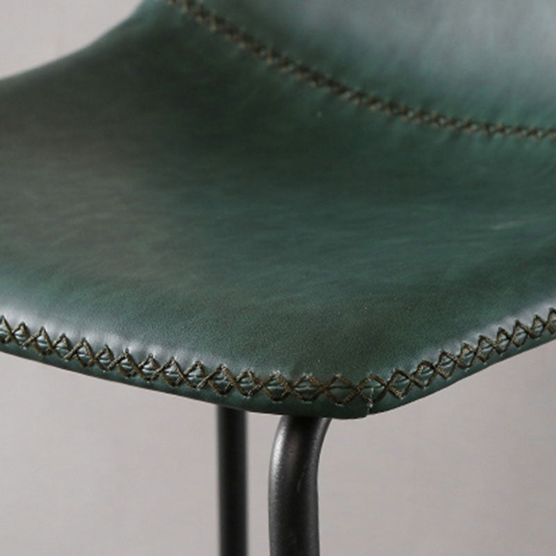 Nordic Backrest Counter Stool Iron Kitchen Bar Stool with Leather Cushion and Pedal