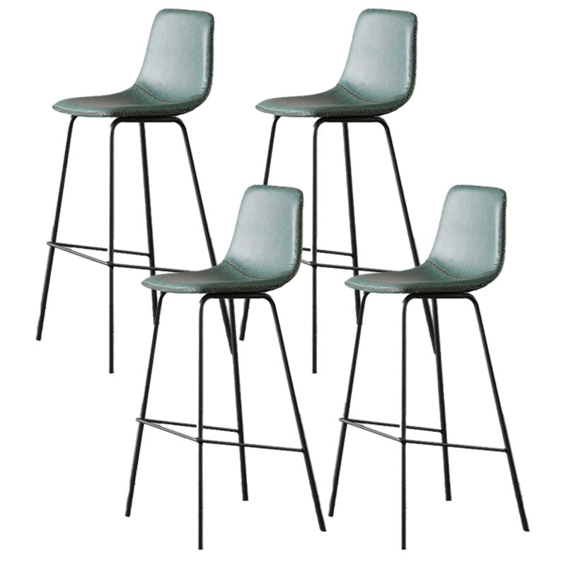 Nordic Backrest Counter Stool Iron Kitchen Bar Stool with Leather Cushion and Pedal