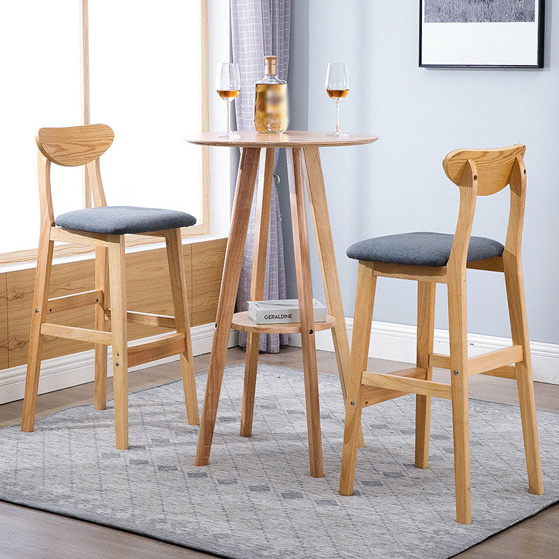 Scandinavian Solid Wood Home 28-inch Stool Matte Finish Footrest Barstool