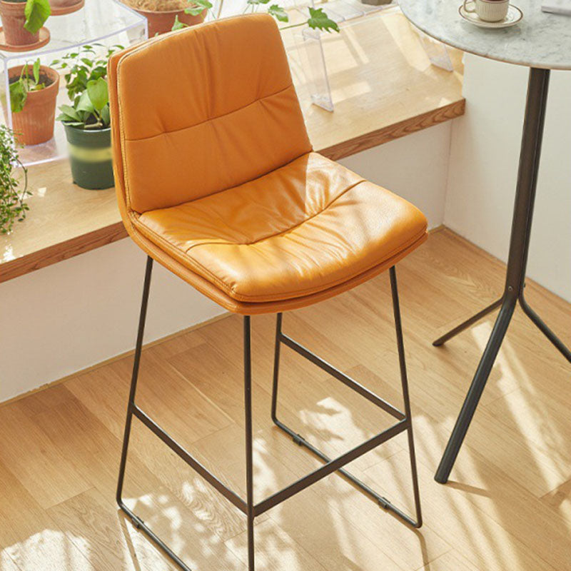 Scandinavian Coffee Shop Footrest Stool Matte Finish Upholstered Barstool
