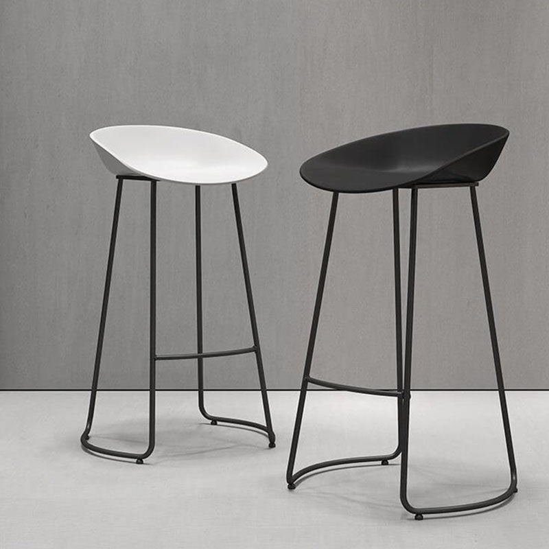 Modern Armless Backrest Counter Stool Iron Cashier Bar Stool with Acrylic Seat and Pedal