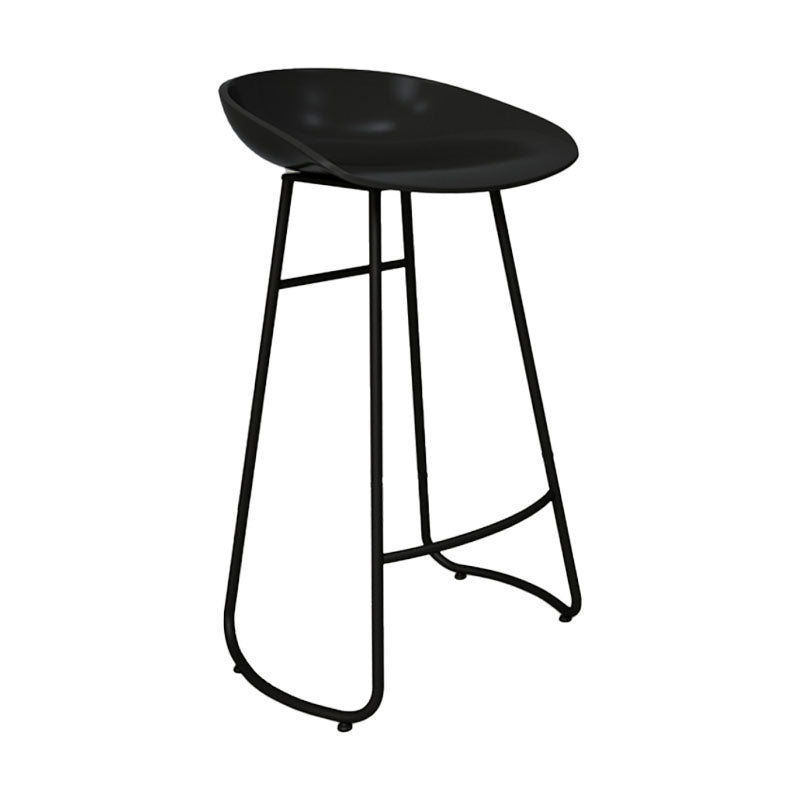 Modern Armless Backrest Counter Stool Iron Cashier Bar Stool with Acrylic Seat and Pedal