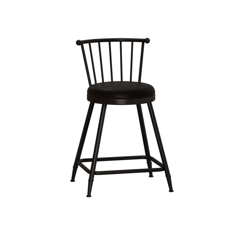 Industrial Armless Backrest Counter Stool Steel Bar Stool with Leather Cushion