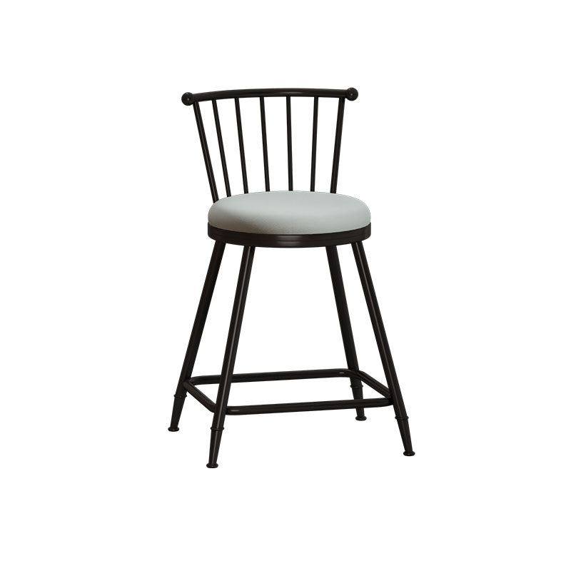 Industrial Armless Backrest Counter Stool Steel Bar Stool with Leather Cushion