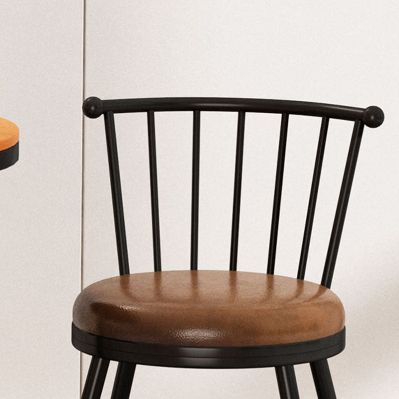 Industrial Armless Backrest Counter Stool Steel Bar Stool with Leather Cushion