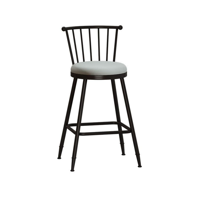 Industrial Armless Backrest Counter Stool Steel Bar Stool with Leather Cushion