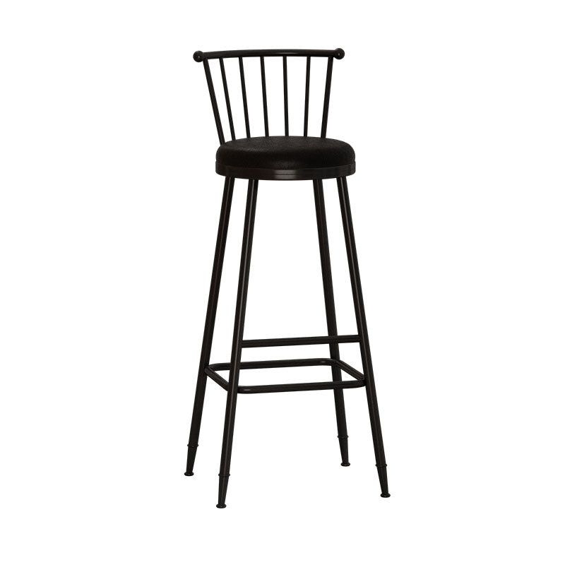 Industrial Armless Backrest Counter Stool Steel Bar Stool with Leather Cushion