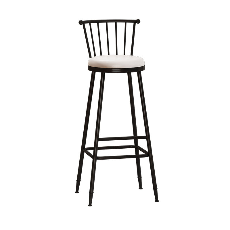 Industrial Armless Backrest Counter Stool Steel Bar Stool with Leather Cushion