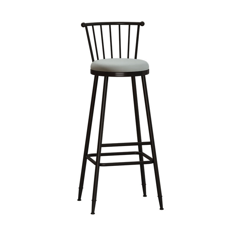 Industrial Armless Backrest Counter Stool Steel Bar Stool with Leather Cushion