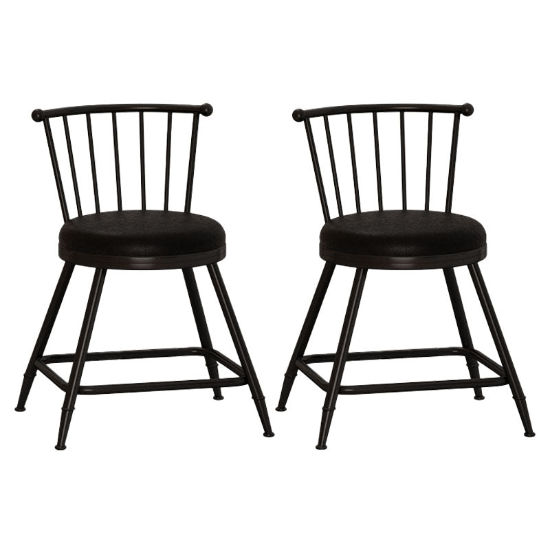 Industrial Armless Backrest Counter Stool Steel Bar Stool with Leather Cushion