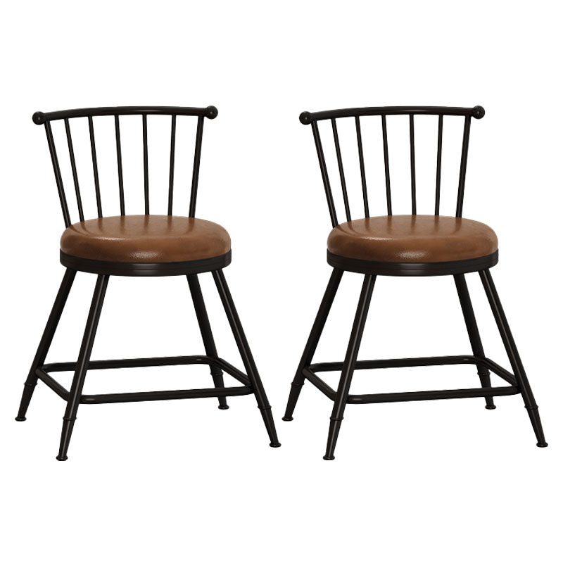 Industrial Armless Backrest Counter Stool Steel Bar Stool with Leather Cushion