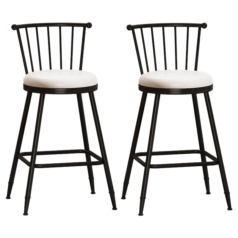 Industrial Armless Backrest Counter Stool Steel Bar Stool with Leather Cushion