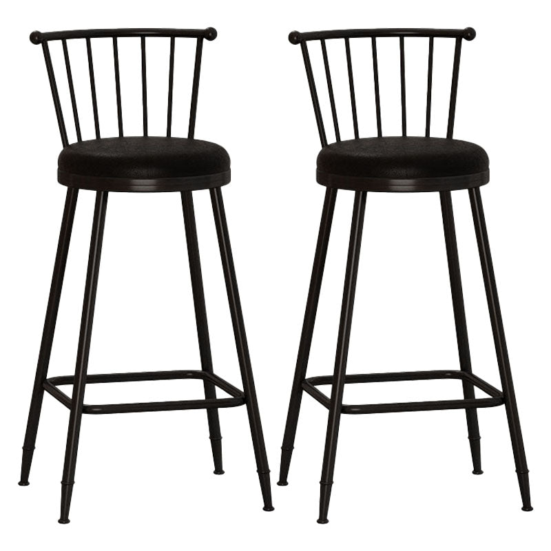 Industrial Armless Backrest Counter Stool Steel Bar Stool with Leather Cushion