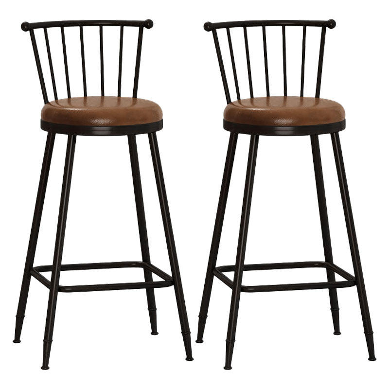 Industrial Armless Backrest Counter Stool Steel Bar Stool with Leather Cushion