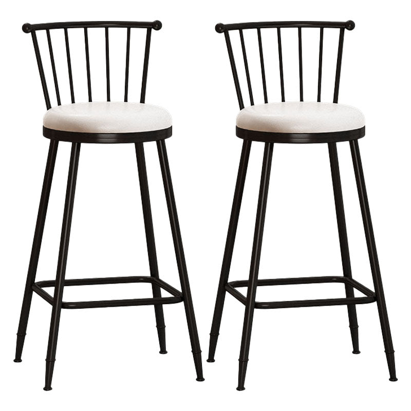 Industrial Armless Backrest Counter Stool Steel Bar Stool with Leather Cushion