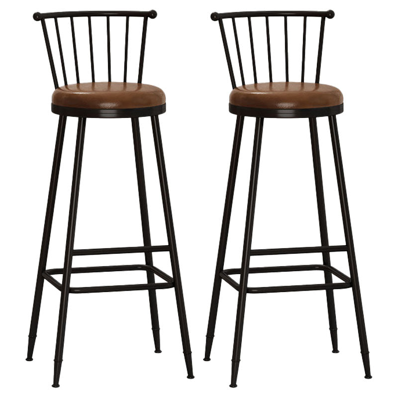 Industrial Armless Backrest Counter Stool Steel Bar Stool with Leather Cushion