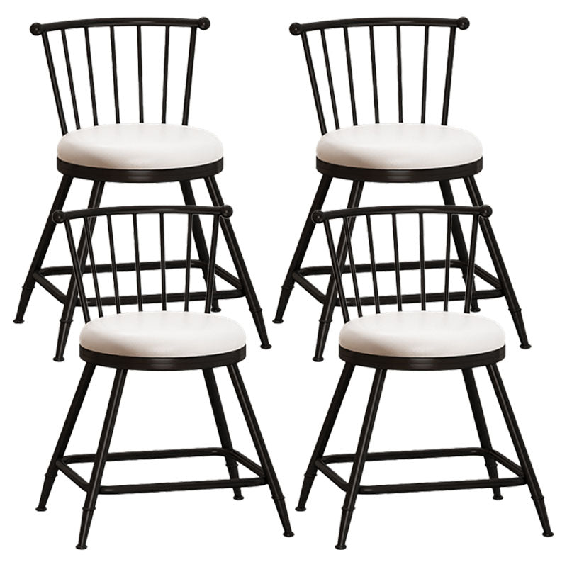 Industrial Armless Backrest Counter Stool Steel Bar Stool with Leather Cushion