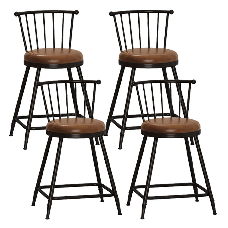 Industrial Armless Backrest Counter Stool Steel Bar Stool with Leather Cushion