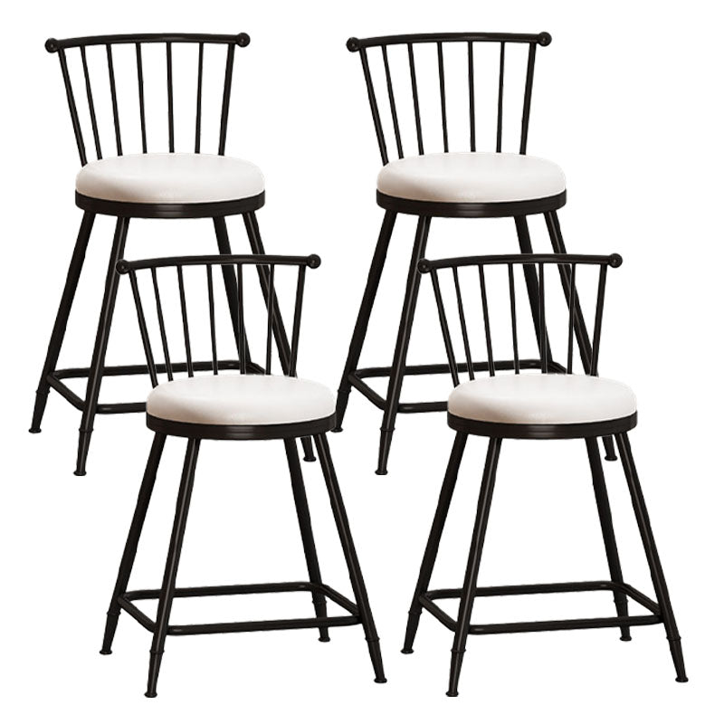 Industrial Armless Backrest Counter Stool Steel Bar Stool with Leather Cushion