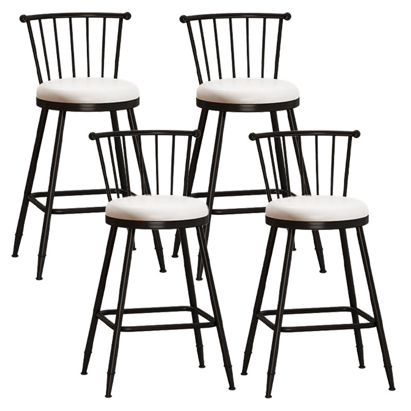 Industrial Armless Backrest Counter Stool Steel Bar Stool with Leather Cushion