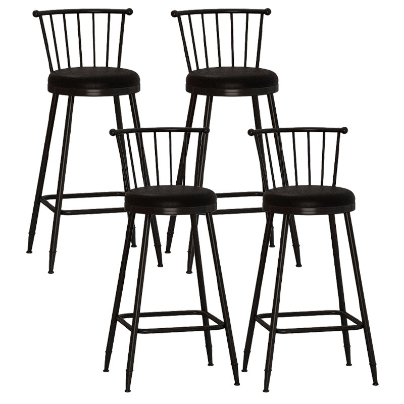 Industrial Armless Backrest Counter Stool Steel Bar Stool with Leather Cushion