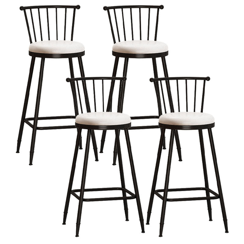 Industrial Armless Backrest Counter Stool Steel Bar Stool with Leather Cushion