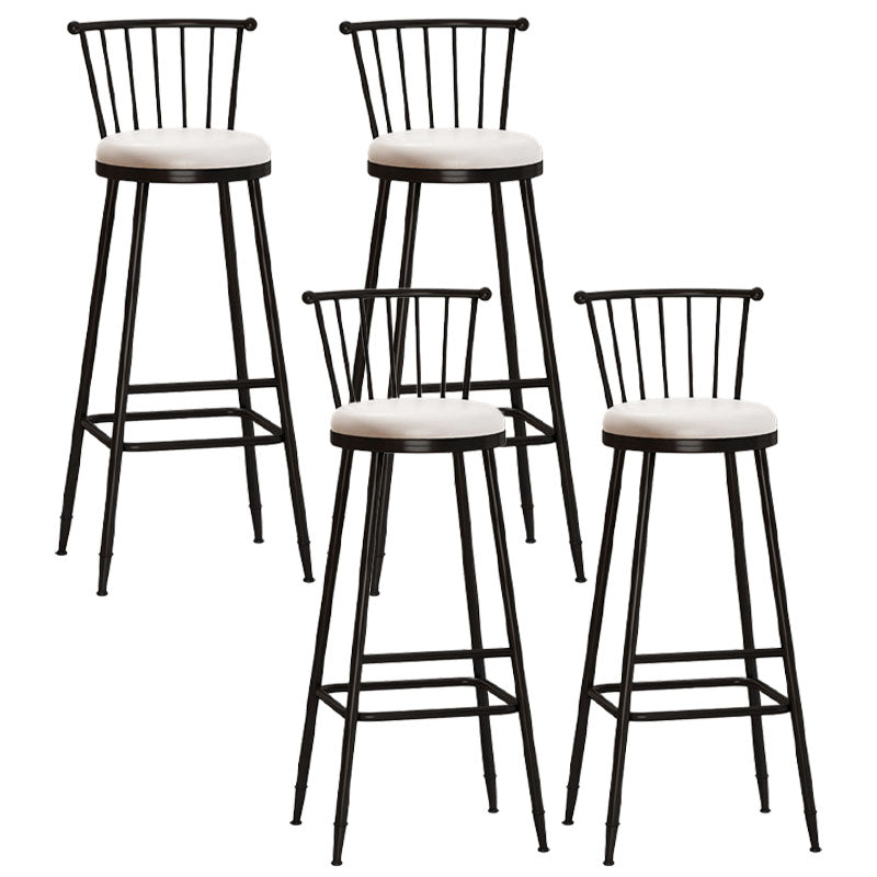 Industrial Armless Backrest Counter Stool Steel Bar Stool with Leather Cushion