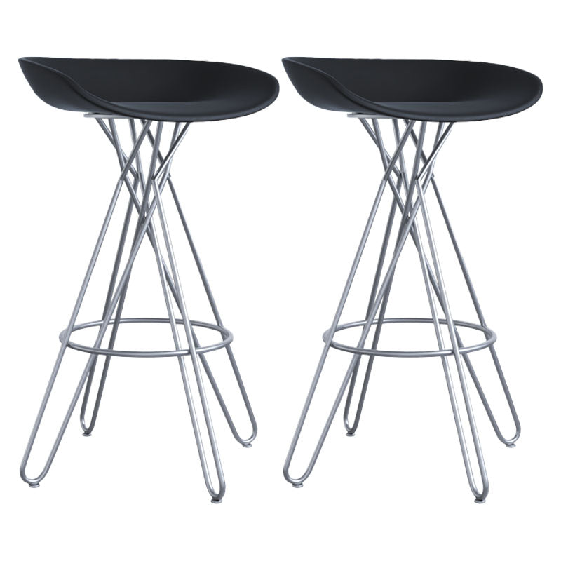 Glam Footrest Plastic Barstool Matte Finish Restaurant Stool