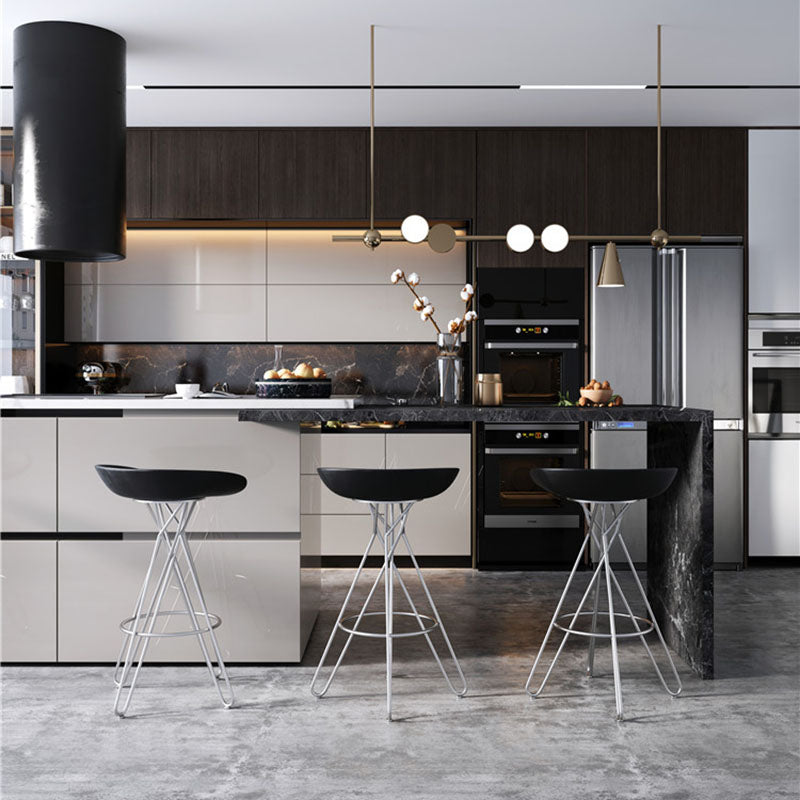 Glam Footrest Plastic Barstool Matte Finish Restaurant Stool