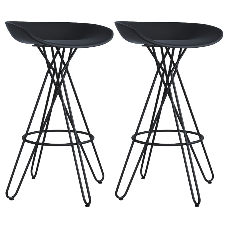 Glam Footrest Plastic Barstool Matte Finish Restaurant Stool