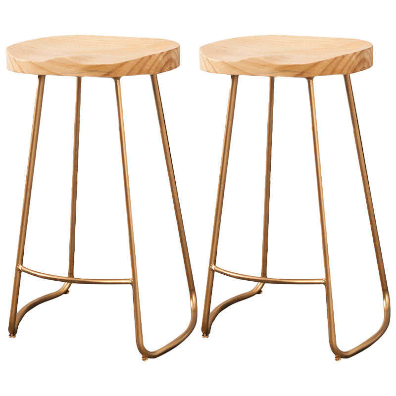 Contemporary Solid Wood Matte Finish Barstool Footrest Backless Stool
