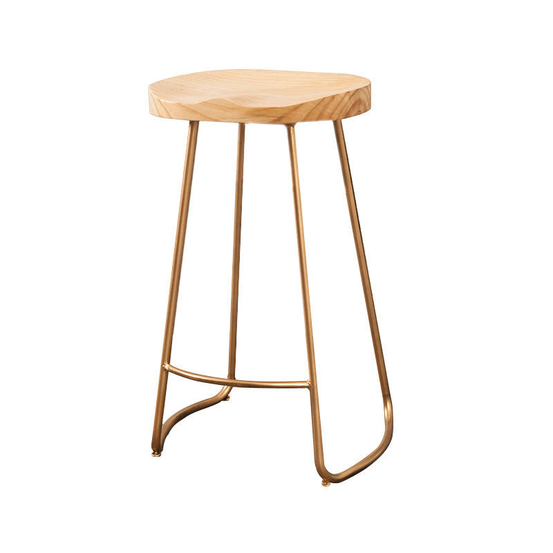 Contemporary Solid Wood Matte Finish Barstool Footrest Backless Stool