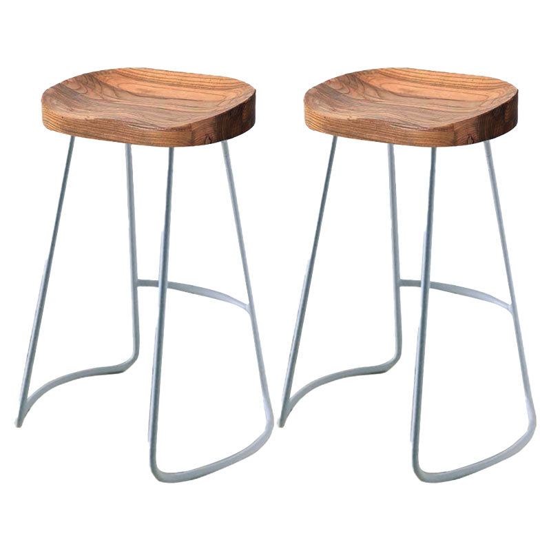 Contemporary Solid Wood Matte Finish Barstool Footrest Backless Stool
