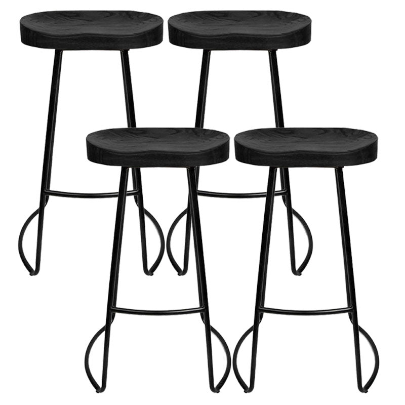 Contemporary Solid Wood Matte Finish Barstool Footrest Backless Stool