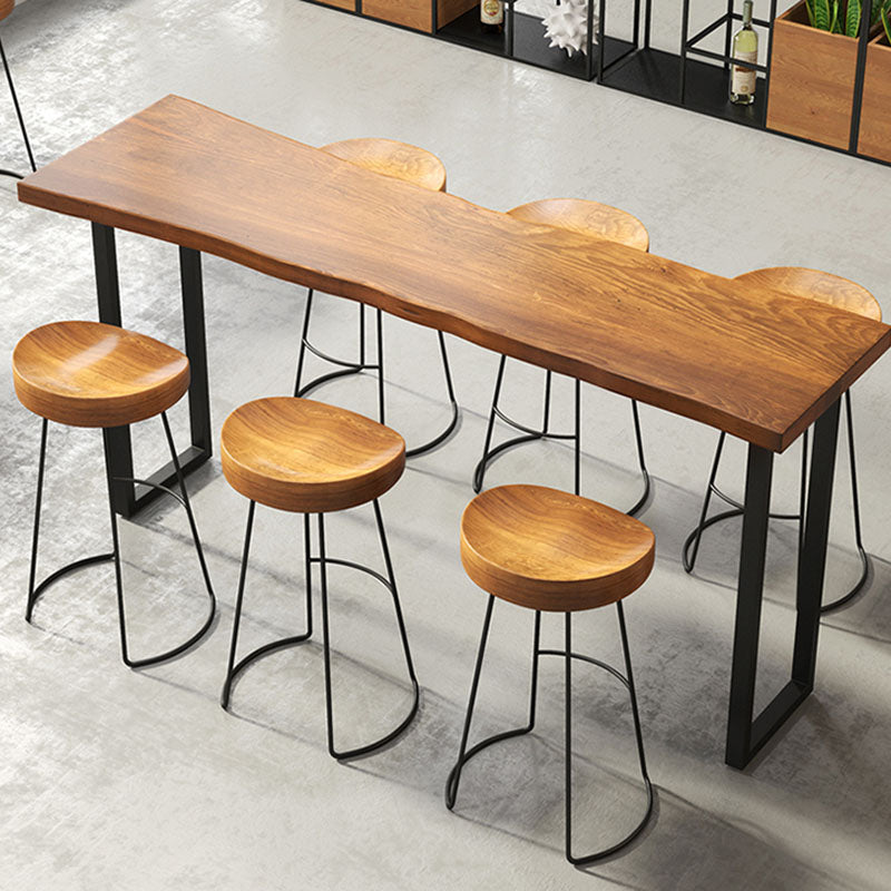 Contemporary Solid Wood Matte Finish Barstool Footrest Backless Stool