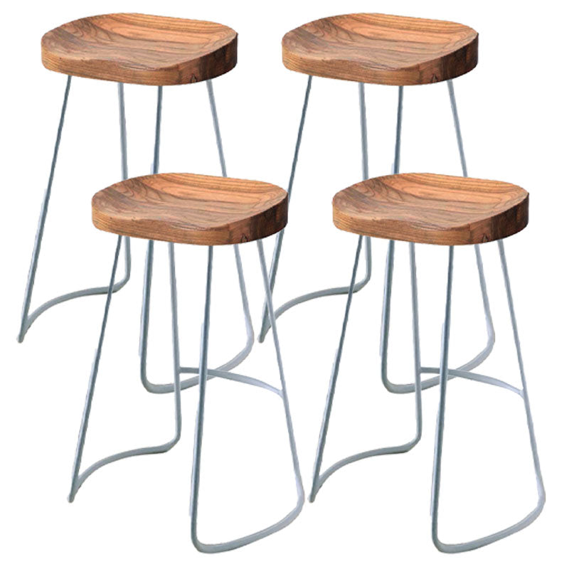 Contemporary Solid Wood Matte Finish Barstool Footrest Backless Stool