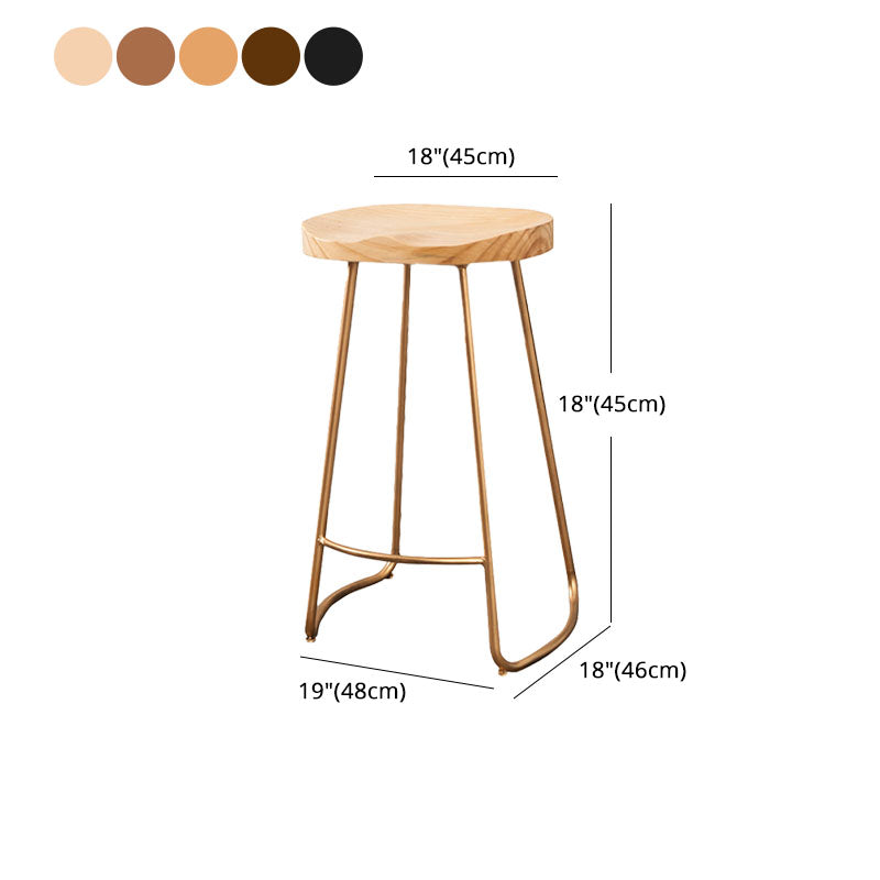 Contemporary Solid Wood Matte Finish Barstool Footrest Backless Stool