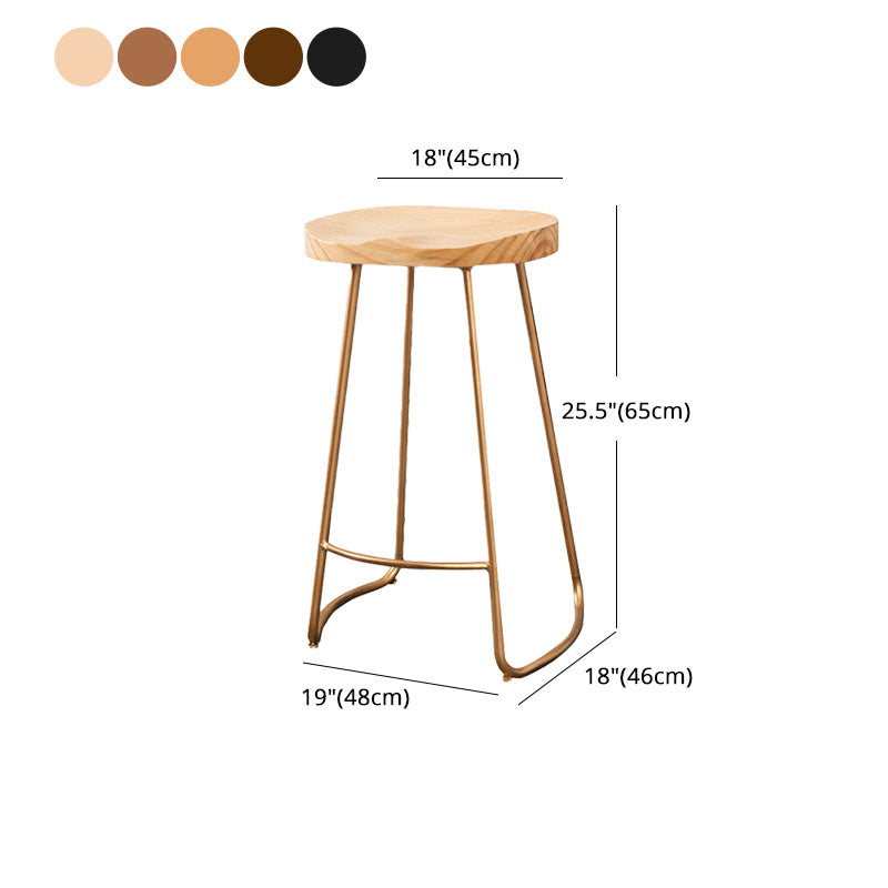 Contemporary Solid Wood Matte Finish Barstool Footrest Backless Stool