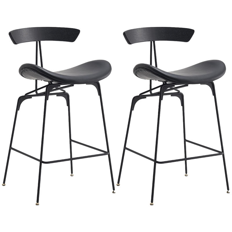 Industrial Matte Finish Leather Barstool Footrest Home Stool