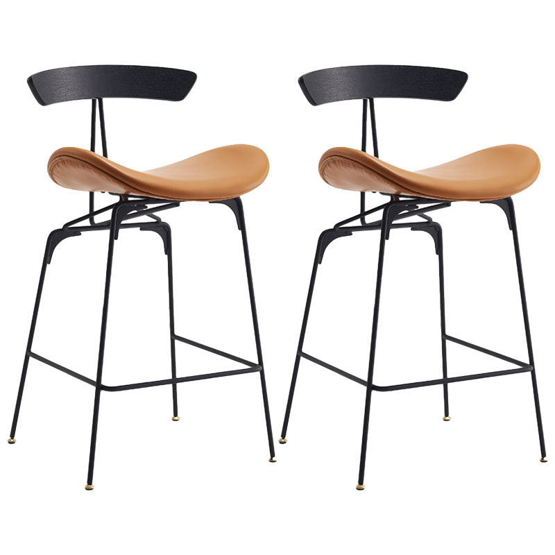 Industrial Matte Finish Leather Barstool Footrest Home Stool