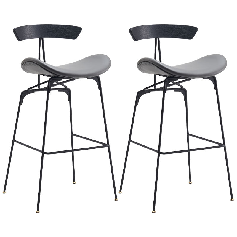 Industrial Matte Finish Leather Barstool Footrest Home Stool