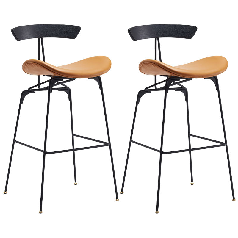 Industrial Matte Finish Leather Barstool Footrest Home Stool