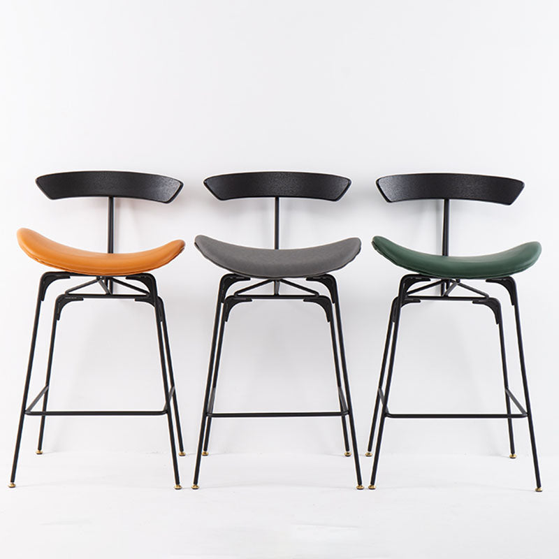 Industrial Matte Finish Leather Barstool Footrest Home Stool