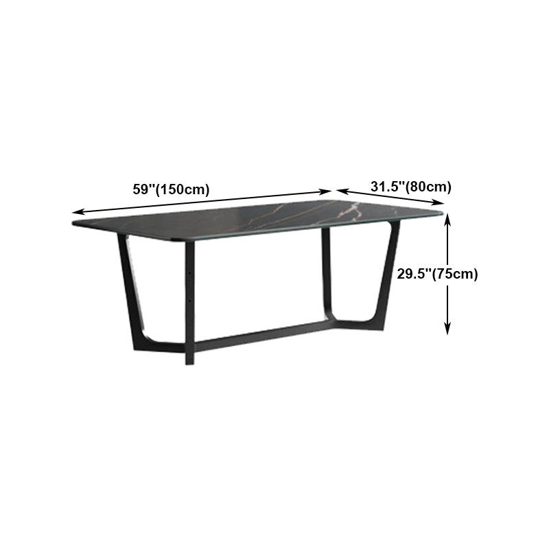 Modern 1/4/5/7 Pieces Rectangle Dining Set Sintered Stone Dining Table with Leather Chairs